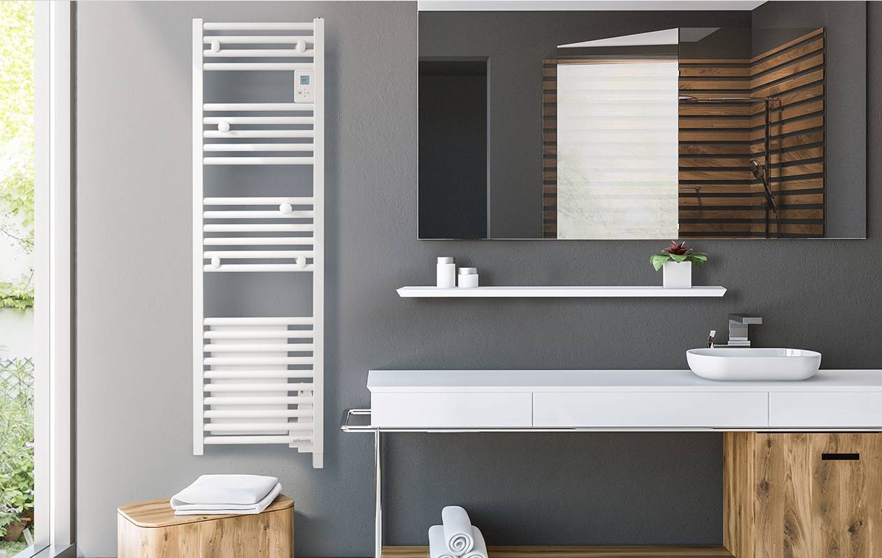 sèche serviettes électrique blanc atlantic salle de bain doris étroit