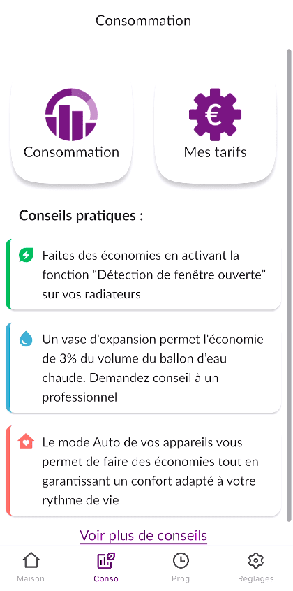 atlantic cozytouch écran consommation conseils