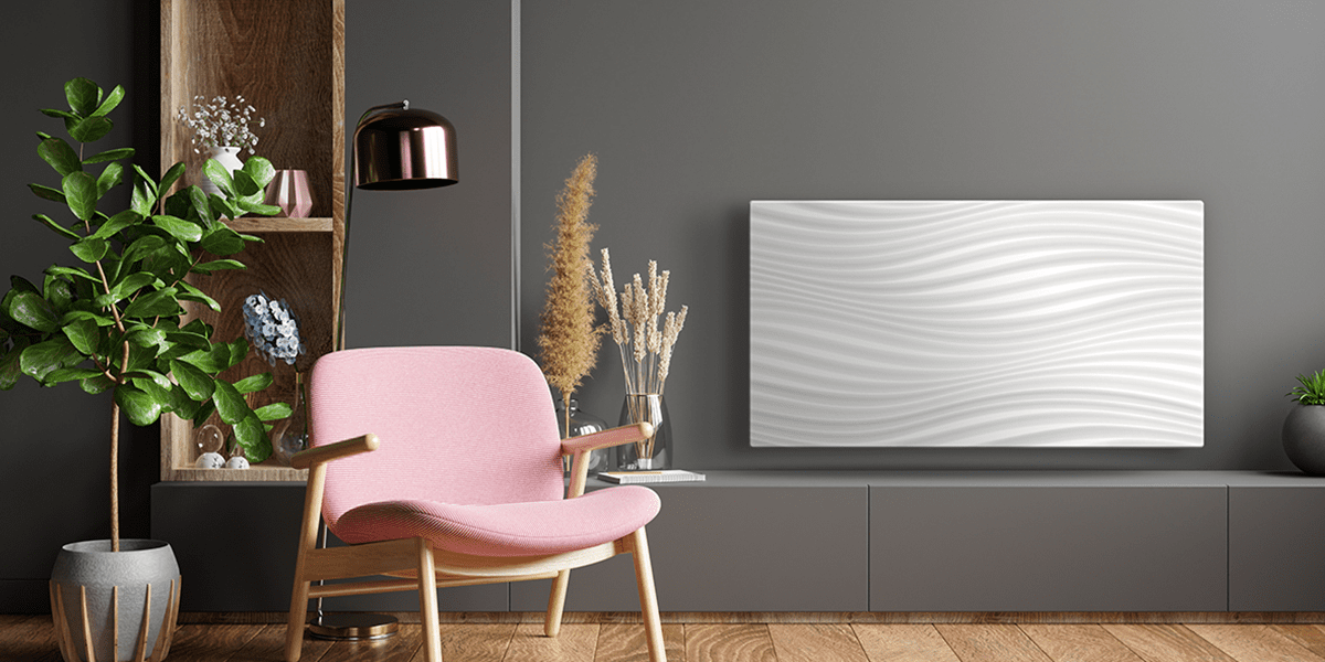 radiateur design atlantic salon mur gris fauteuil rose